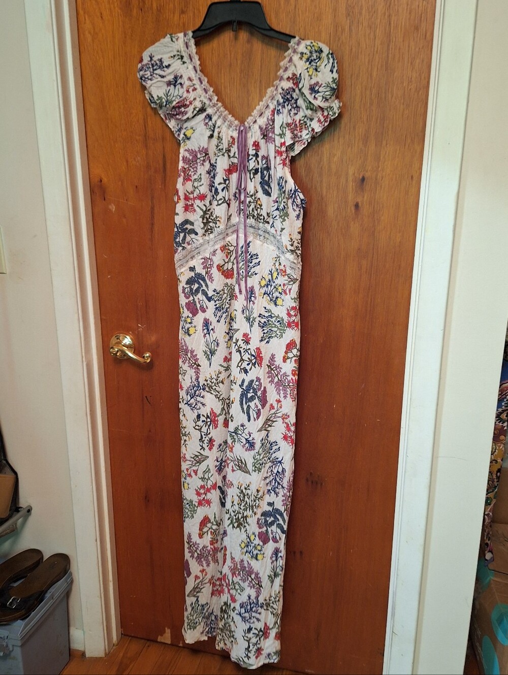Anthropologie Mirabelle SLEEP Dress Maxi Semi-Sheer Floral Cap Sleeve 1X NWT - Picture 7 of 7